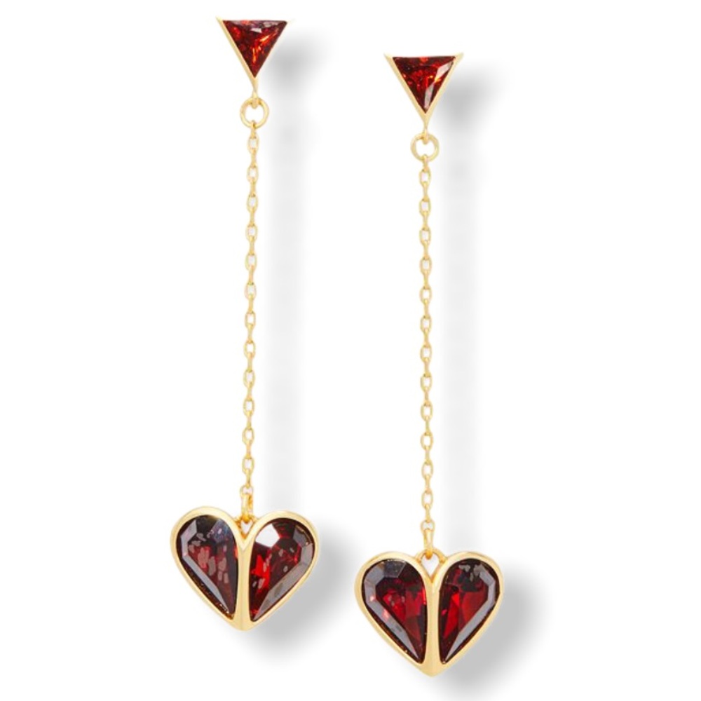 Kate Spade ♠️ Red Spade chandelier Gold Earrings